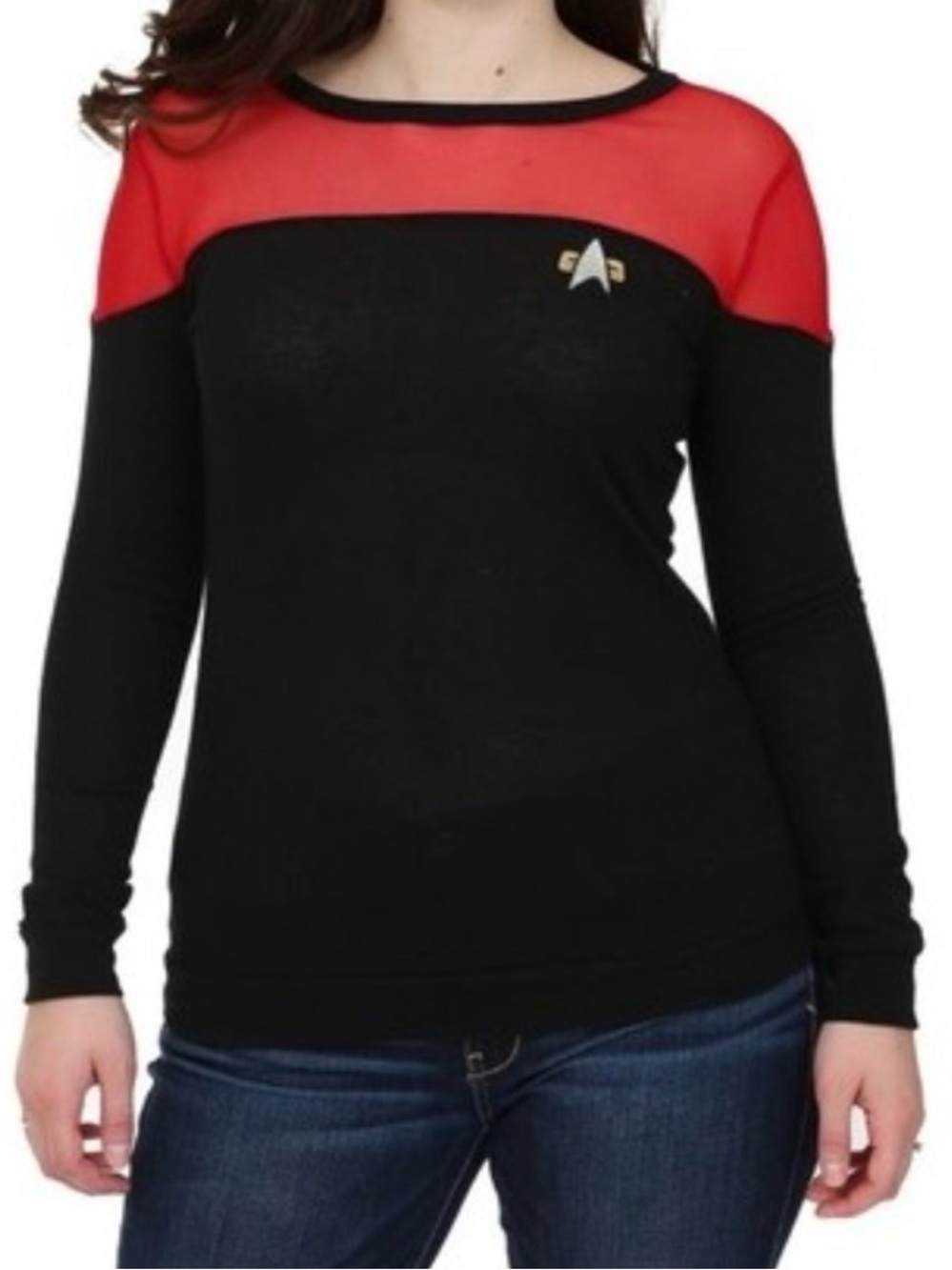 Welovefine Star Trek the next generation black and red mesh long sleeve shirt